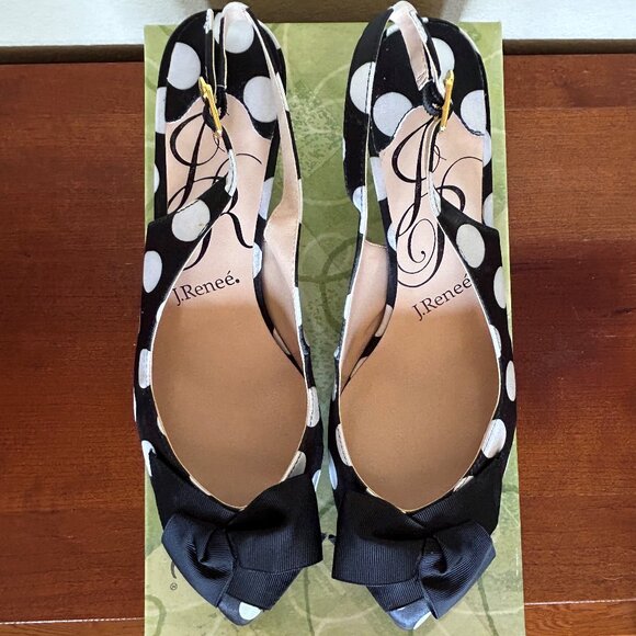 J. Renee Black & White Polka dot satin shoes 8.5W - Picture 6 of 6
